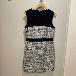 Tory Burch Lucille Navy and black silk blend tweed dress